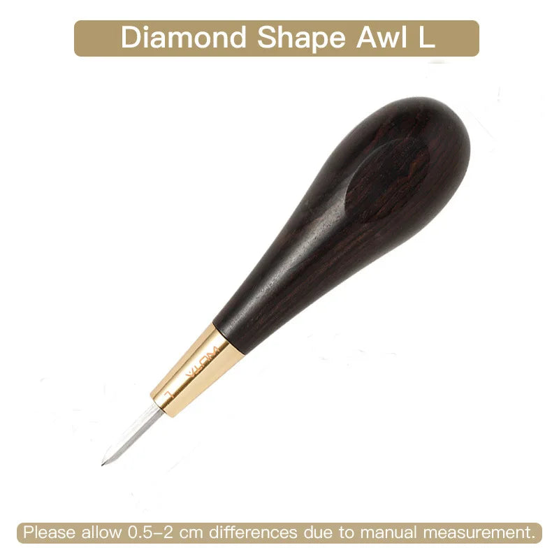 WUTA 2nd Generation Leather Stitching Awl Diamond Shape Ebony Blackwood & Brass Craft Tool Hand Sewing Awl DIY Stitcher Taper