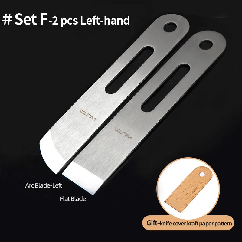 WUTA Professional Leather Cutter Thinning Skiving Tools DIY Craft Cutting Sharp Round/Flat/Slanted Blade,Right/Left Handle