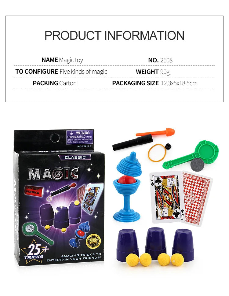 New Funny Magic Props Set For Kids Children Magic Tricks Toys Beginner Magic Kit Set Magic Performing Props Magic Puzzle Toy