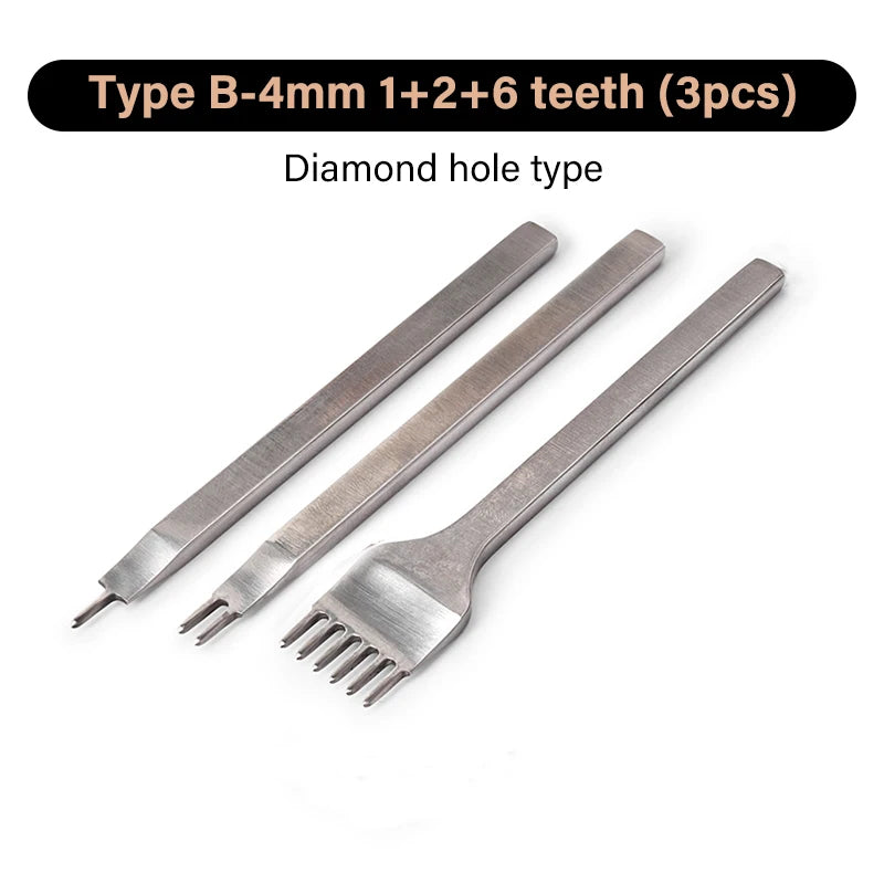 WUTA 1/2/4pcs Leather Chisel Diamond Hole Punch Stitching Tool French Style Pricking Iron DIY Craft Tools Completely Polished