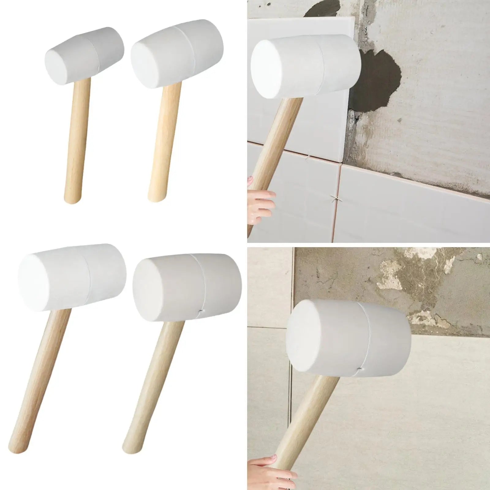 Rubber Mallet Hammer with Wood Handle Comfortable Rubber Hammer for Tile Setting Home Decoration Tent Stakes Flooring Building