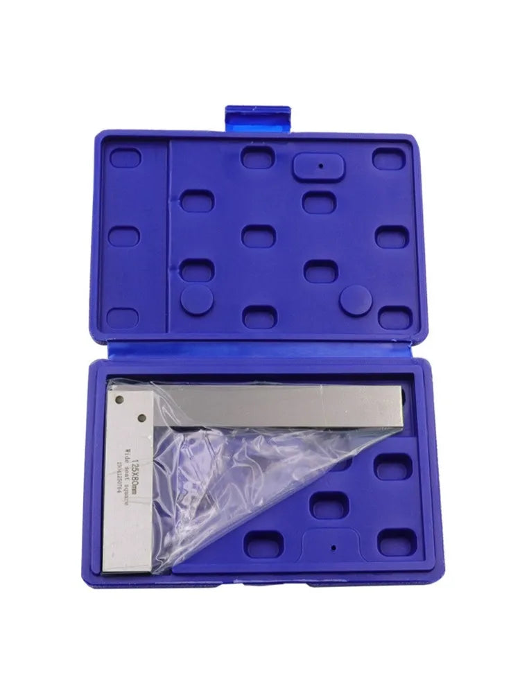 4-inch high-precision wide-base right-angle ruler, 90-degree angle ruler, woodworking hardware measuring tool with case