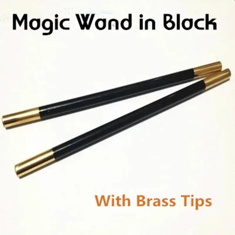Magic Wand in Black (With Brass Tips) Magic Tricks Accessory Magician Tool Close Up Stage Street Illusions Props Gimmick Funny