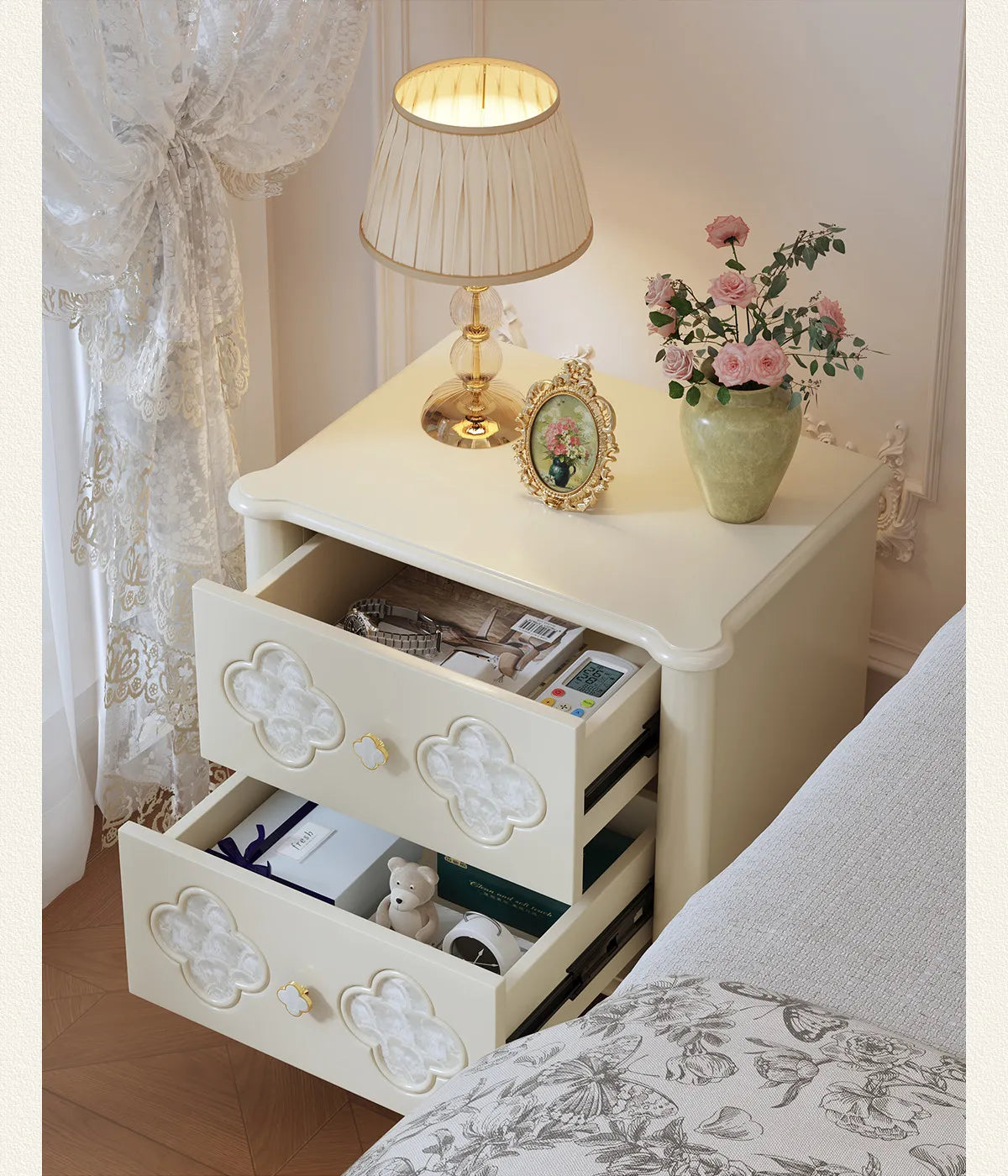 Decor Aesthetic Bedside Table Modern Wood Nightstands Cabinet Storage Nordic Design Comfortable Bedroom Room Furniture Home