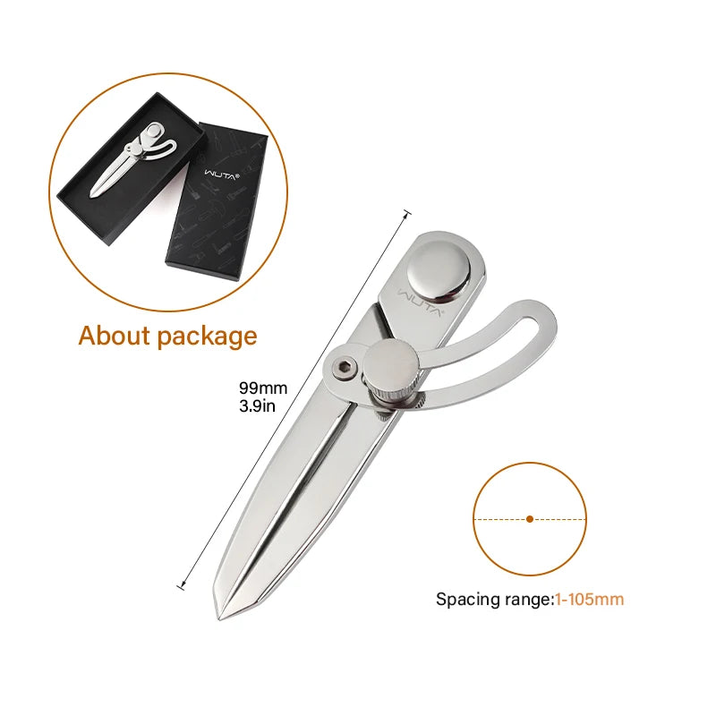 WUTA 304 Stainless Steel Leather Compass Adjustable Spacing Wing Divider Completely Polished Craft Regulation Tools DIY Scriber