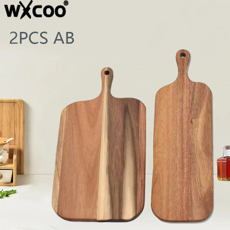 Long-handled Acacia Wood Cutting Board Durable Solid Charcuterie Board for Bread Fruit Cutting Board Household Serving Boards