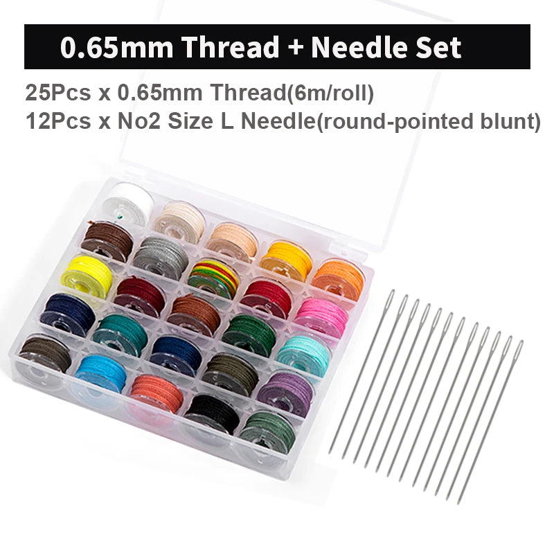 WUTA Leather Sewing Thread Kit Round Waxed Thread 25 Colors Set Mini Bobbin Thread Handmade DIY Braided Rope Bracelet Line
