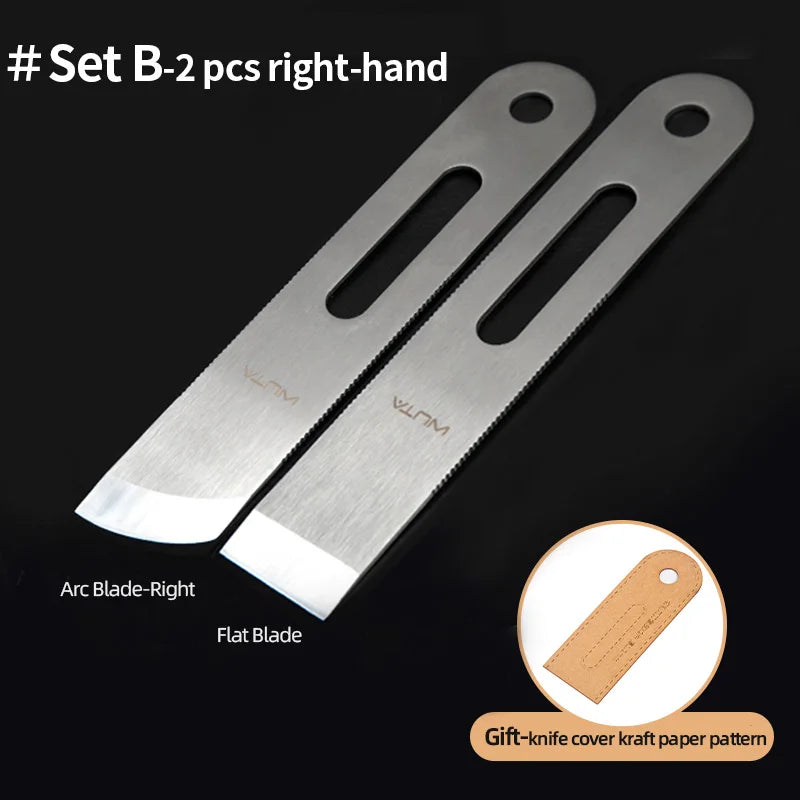 WUTA Professional Leather Cutter Thinning Skiving Tools DIY Craft Cutting Sharp Round/Flat/Slanted Blade,Right/Left Handle