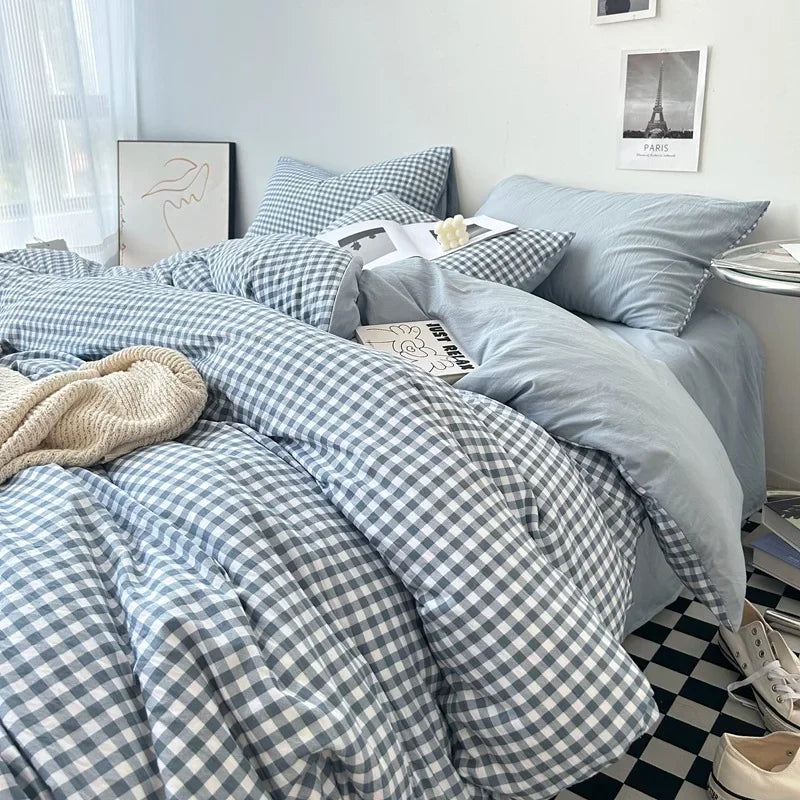 Stripe Bedding Comforter Set with Pillowcase bed sheet Single Full Size Bed Linen Duvet Cover Set Queen/King Double Single Bed