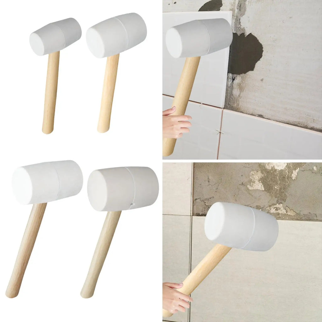 Rubber Mallet Hammer with Wood Handle Comfortable Rubber Hammer for Tile Setting Home Decoration Tent Stakes Flooring Building