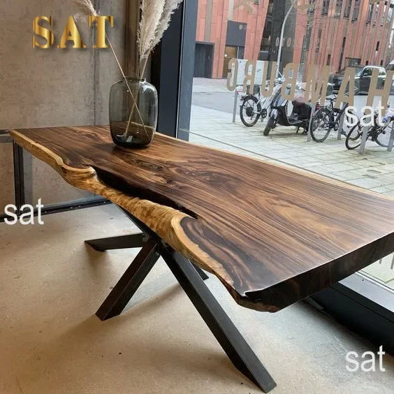 # Unique Furniture Design Walnut Slab Kitchen Restaurant Dining Wood Table For Sale