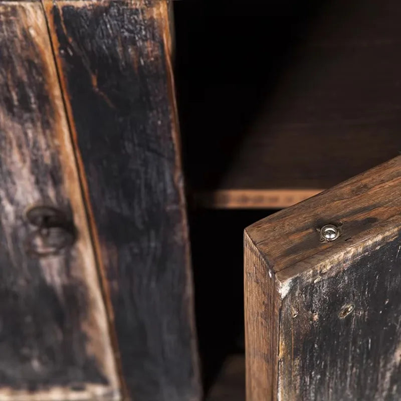 simple big black solid wood reclaimed wood  living room cabinetdrawer type storage Living room cabinet