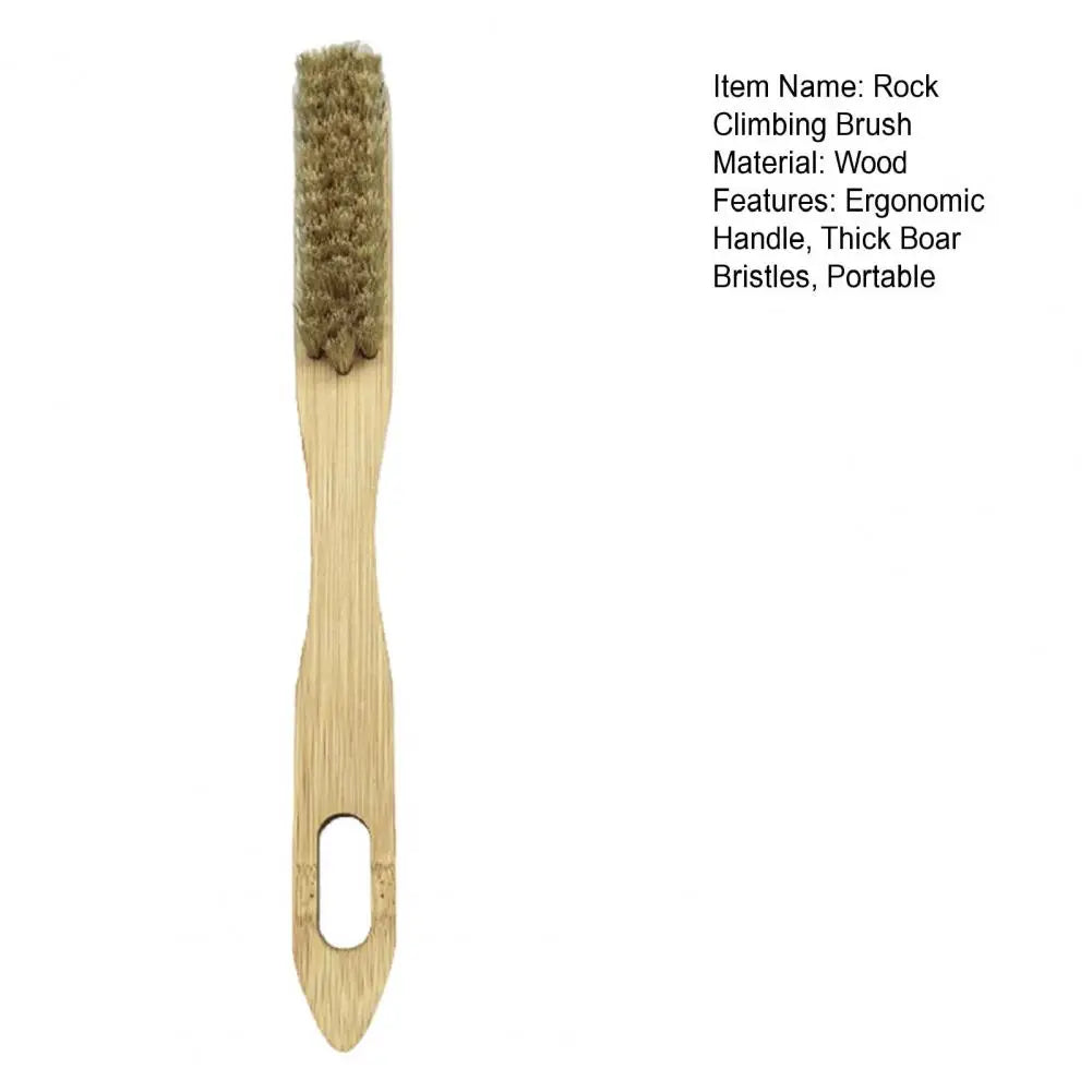 Boar Bristles Bouldering Brush Durable Wooden Rock Climbing Brush with Ergonomic Handle Thick Boar Bristles for Indoor Outdoor
