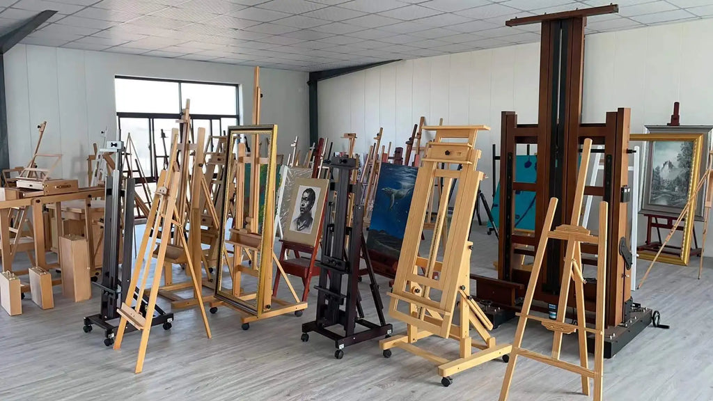 Beech Wood Professional Grade Easel Single Rocker Height Adjustable Horizontal Vertical Solid Wood Floor Standing Large Easel