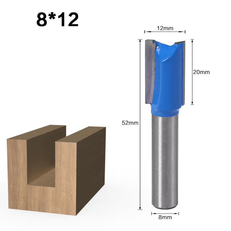 1PC 8mm Shank Slotted Straight Woodworking Router Bit Wood Cutter Cutting Diameter Carpenter Milling Cutter Woodworking Tool