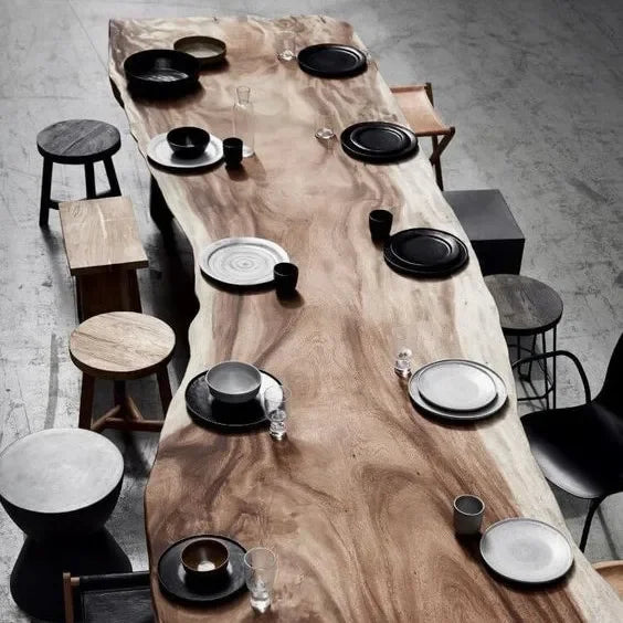 # Unique Furniture Design Walnut Slab Kitchen Restaurant Dining Wood Table For Sale