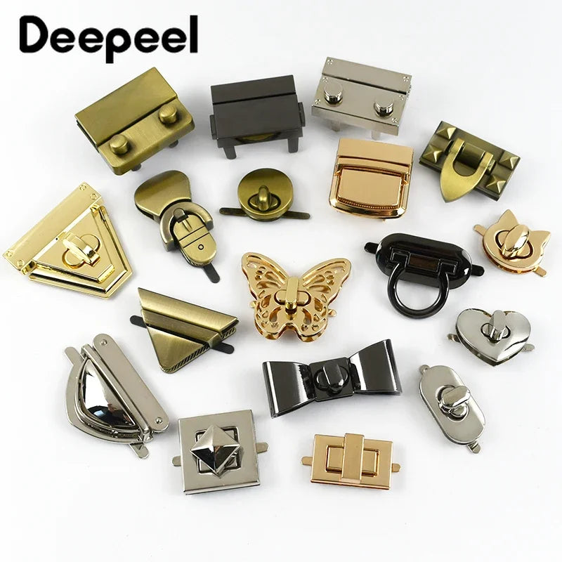 Deepeel 2Pcs Metal Lock Buckles for Women's Bags Turn Twist Locks Shoulder Bag Decor Closure Latch Clasp DIY Hardware Accessory
