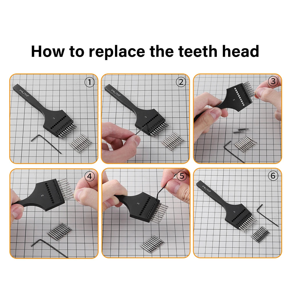 WUTA 2nd Generation Sharp Head Replaceable Pricking Iron Removable Round Hole Punch Leather Craft Chisel DIY Leather Tools