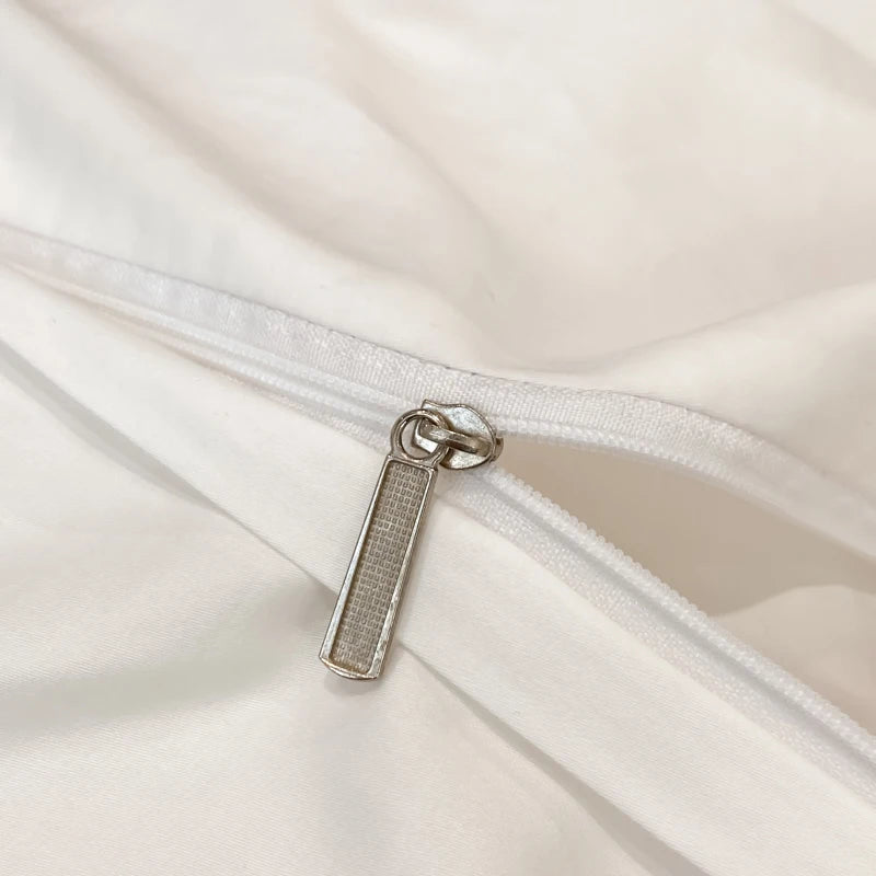 100% Cotton Luxury Hotel Style Bedding Set Queen King Size Solid Color Embroidery Duvet Cover Flat/Fitted Bed Sheet Pillowcases