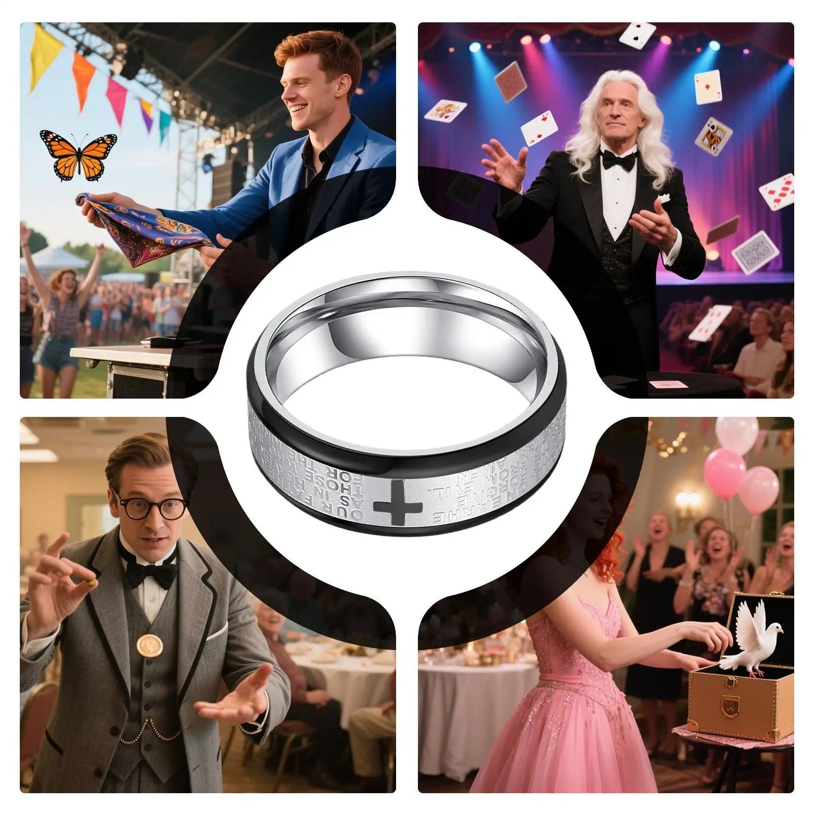 Magic Tricks Floating Ring Magic Trick Metal Cool Floating Toys for Travel Carnival Stage Kids Adults Street Performance Party