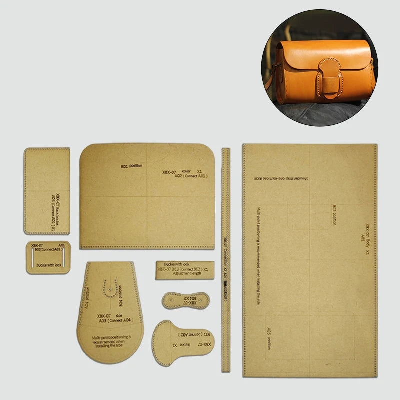 YOMDID 9PCS Handmade Leather Shoulder Bag Making Kraft Template DIY Crossbody Bag Kraft Stencil Leather Craft Handmade Template