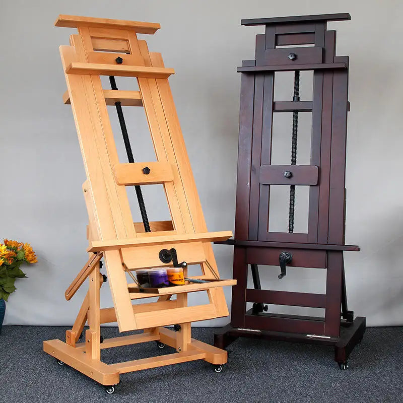 Beech Wood Professional Grade Easel Single Rocker Height Adjustable Horizontal Vertical Solid Wood Floor Standing Large Easel