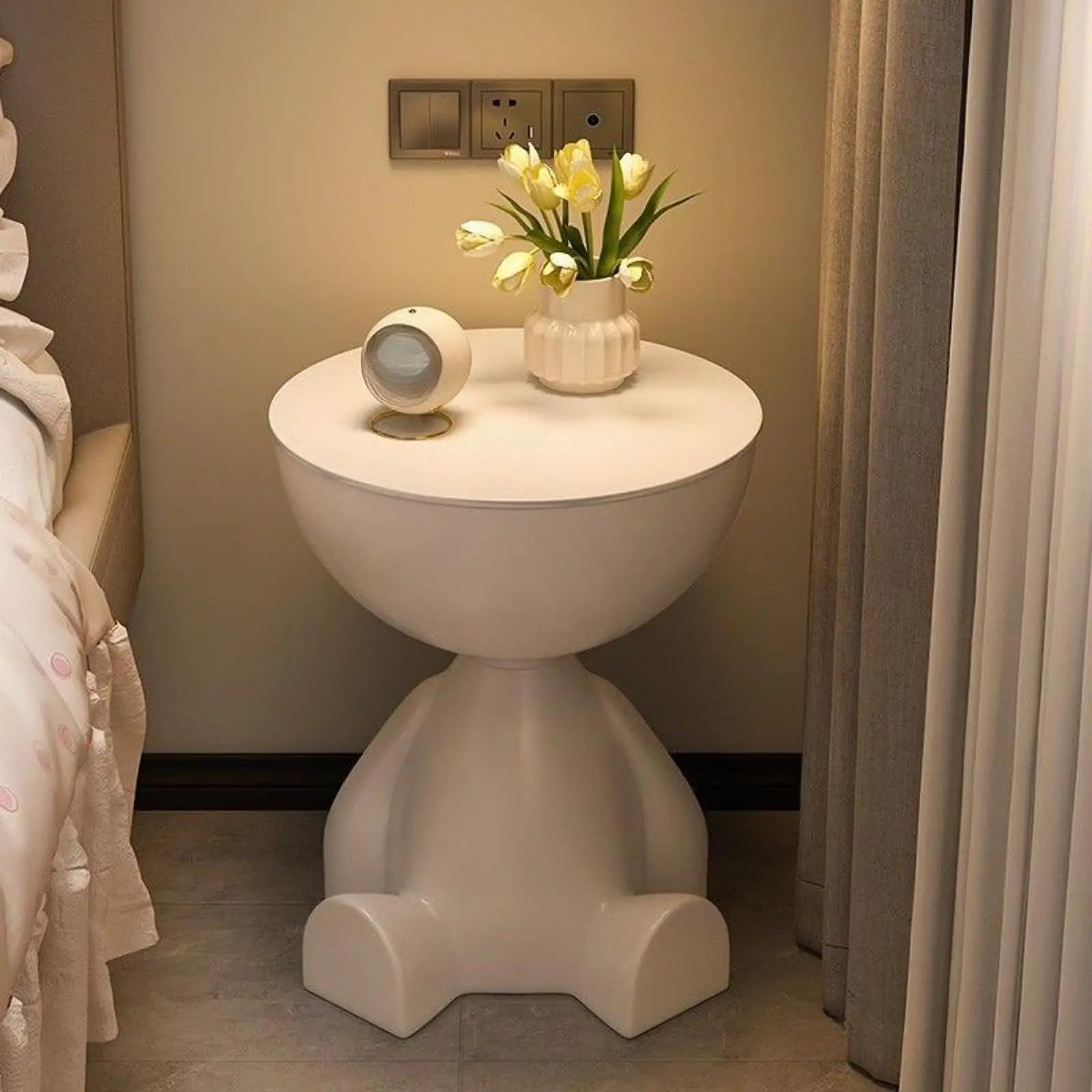 Creative Side End Table Flat Head Bedside Table Household Sofa Side Rack Bedroom Balcony Movable Mini Table Small Apartment Tea