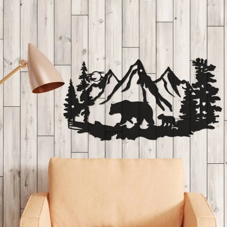 Bear Wall Decor  Bear Wall Art Decorations for Cabin Hunting Pine Tree Cabin Lodge Metal Wall Decor