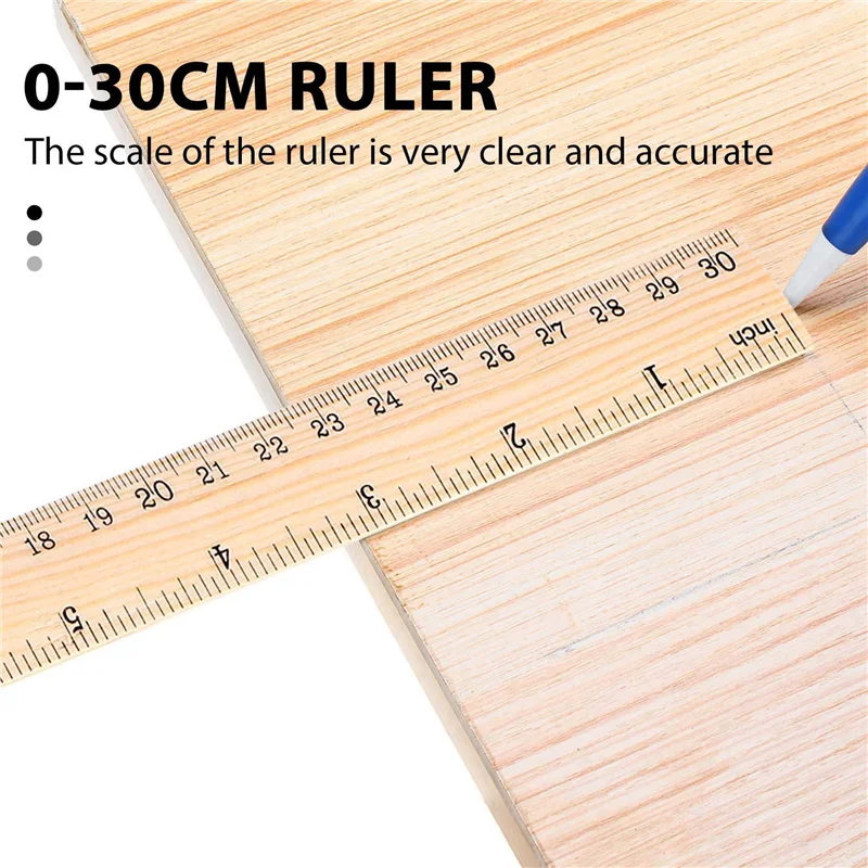 FULL-24 X Wood Ruler Student Rulers Wooden School Rulers Office Ruler Measuring Ruler, 2 Scale (12 Inch And 30 Cm)