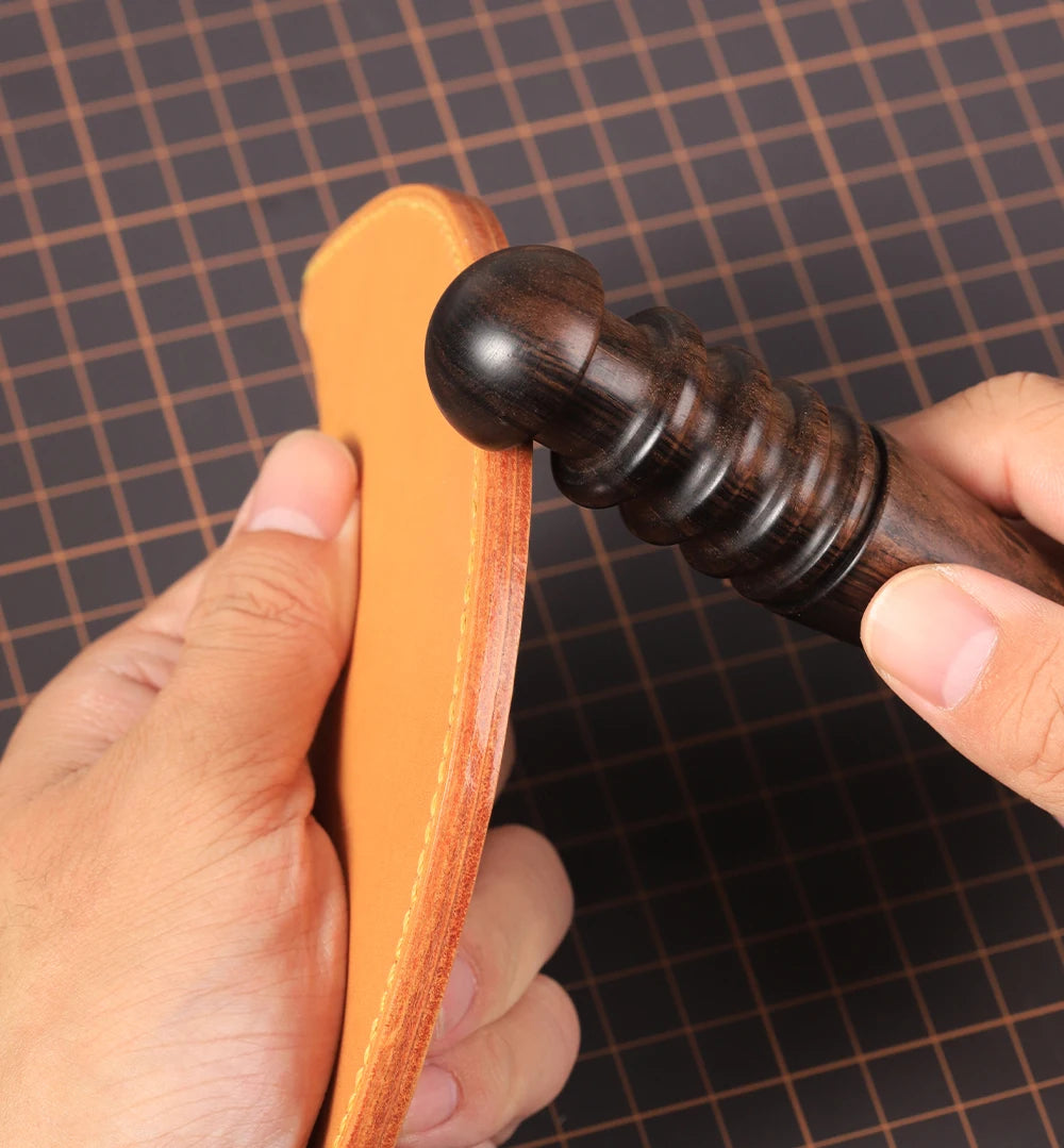 WUTA 1PC Pro Leather Edge Burnisher High Density Ebony Black Wood Slicker Upgrade Burnishing & Polishing DIY Leather Craft Tools
