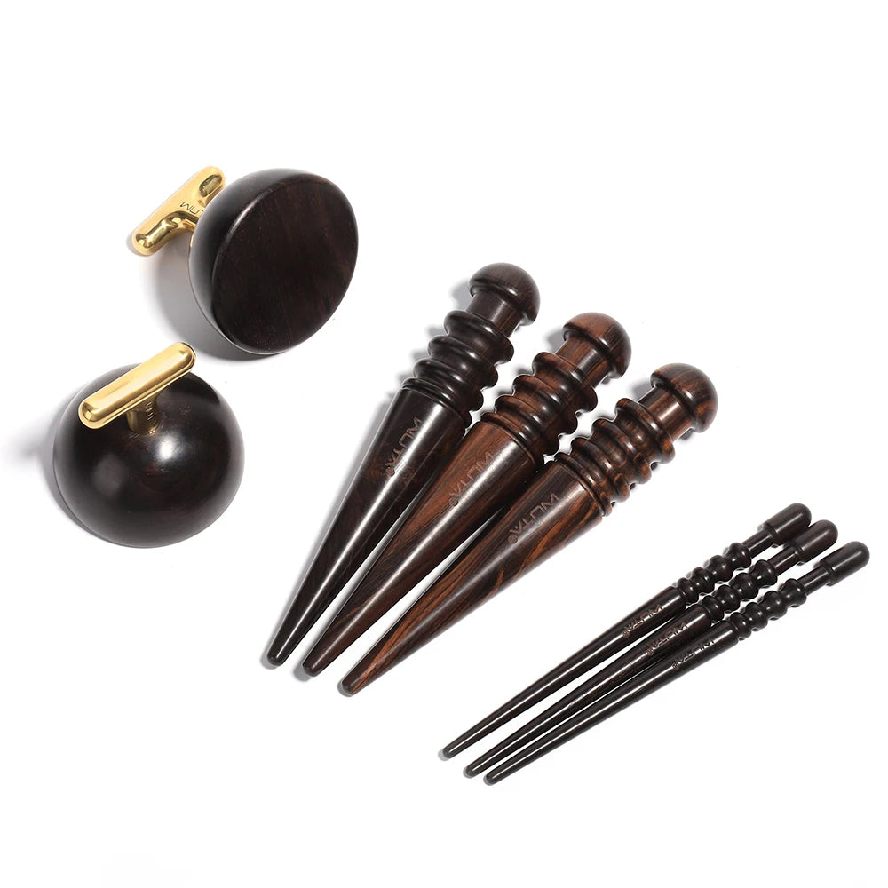 WUTA 1PC Pro Leather Edge Burnisher High Density Ebony Black Wood Slicker Upgrade Burnishing & Polishing DIY Leather Craft Tools