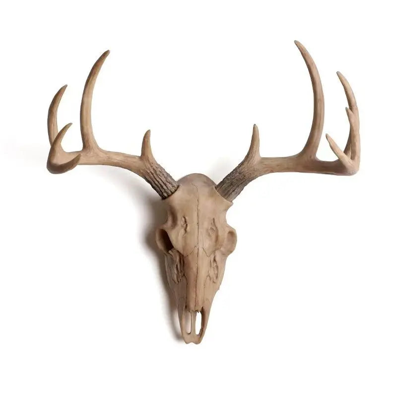 Vintage Deer Head Wall Mount Resin Antler Plaque Farmhouse Lodge Cabin Decor Rustic Home Office Mantel Art Unique Halloween Gift