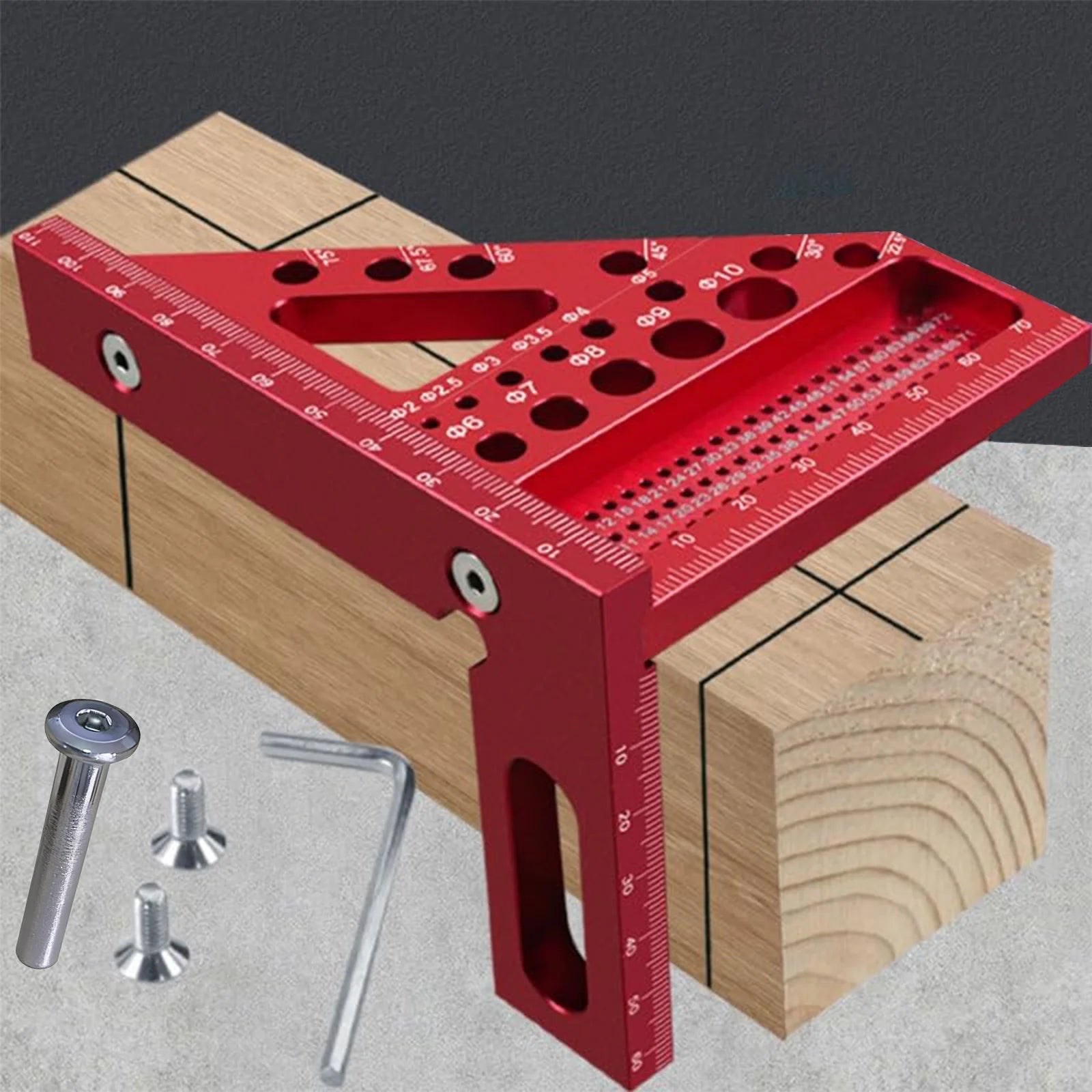 Woodworking Square Protractor, Drawing Line Ruler, Miter Triangle Ruler High Precision Layout Measuring Tool for Carpenter