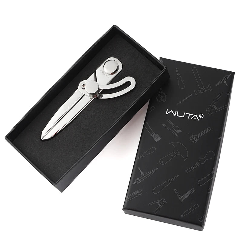 WUTA 304 Stainless Steel Leather Compass Adjustable Spacing Wing Divider Completely Polished Craft Regulation Tools DIY Scriber