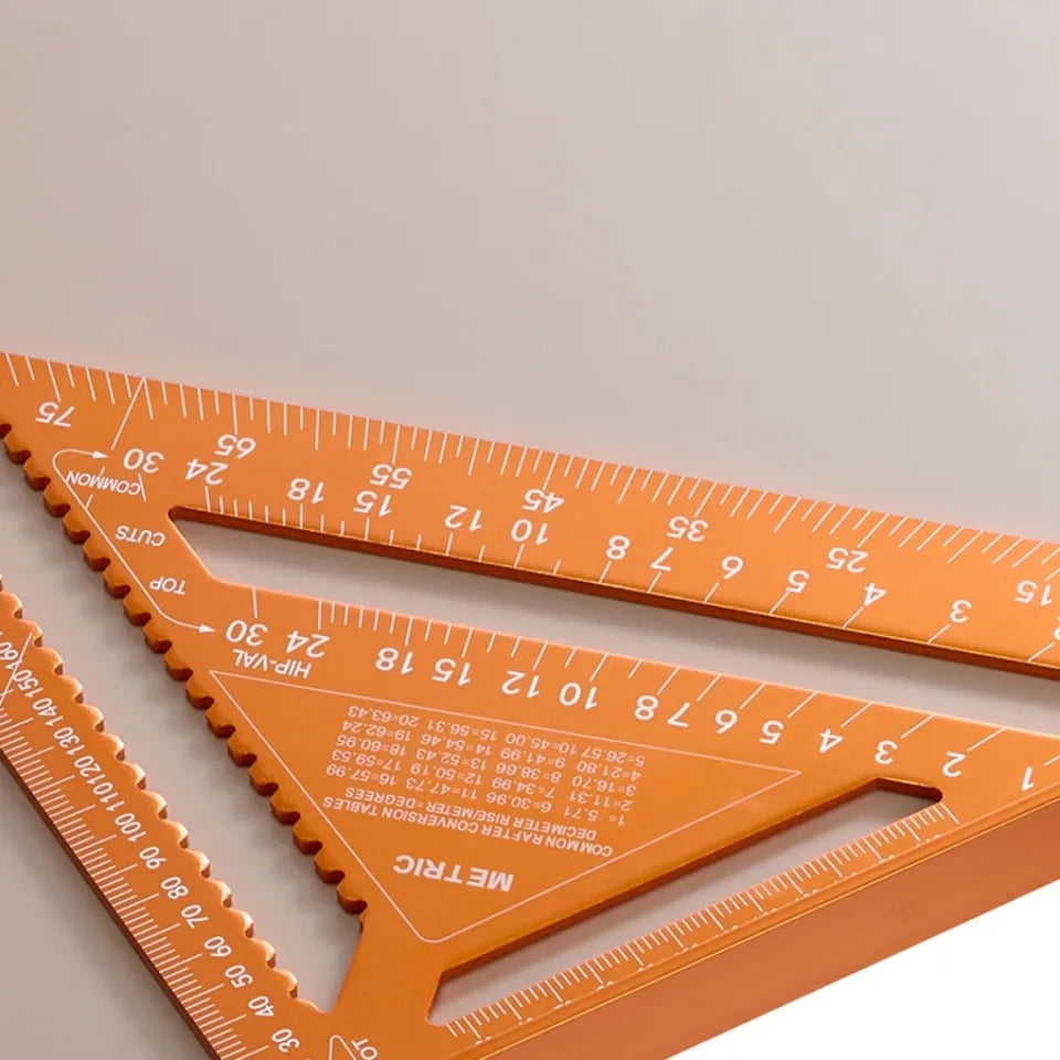 Aluminum Alloy Double Scale Triangle Ruler Angle Ruler Carpenter Triangle Square Rafter Tool Mensurement Tool for Woodwork