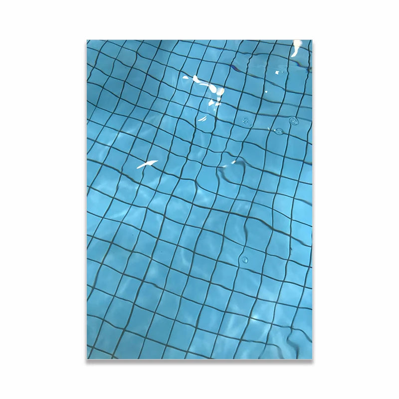Canvas Print Painting Poster Modern Fashion Style Blue Pool Grid Wall Picture Art Living Room Studio Interior Home Decoration