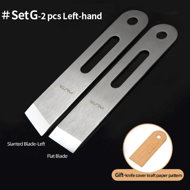 WUTA Professional Leather Cutter Thinning Skiving Tools DIY Craft Cutting Sharp Round/Flat/Slanted Blade,Right/Left Handle