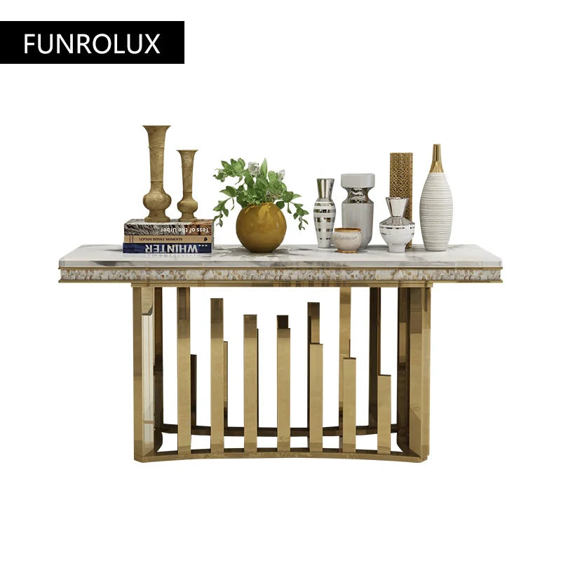 Modern furniture Sideboard cabinet Villa curio cabinet partition table stainless steel marble console table