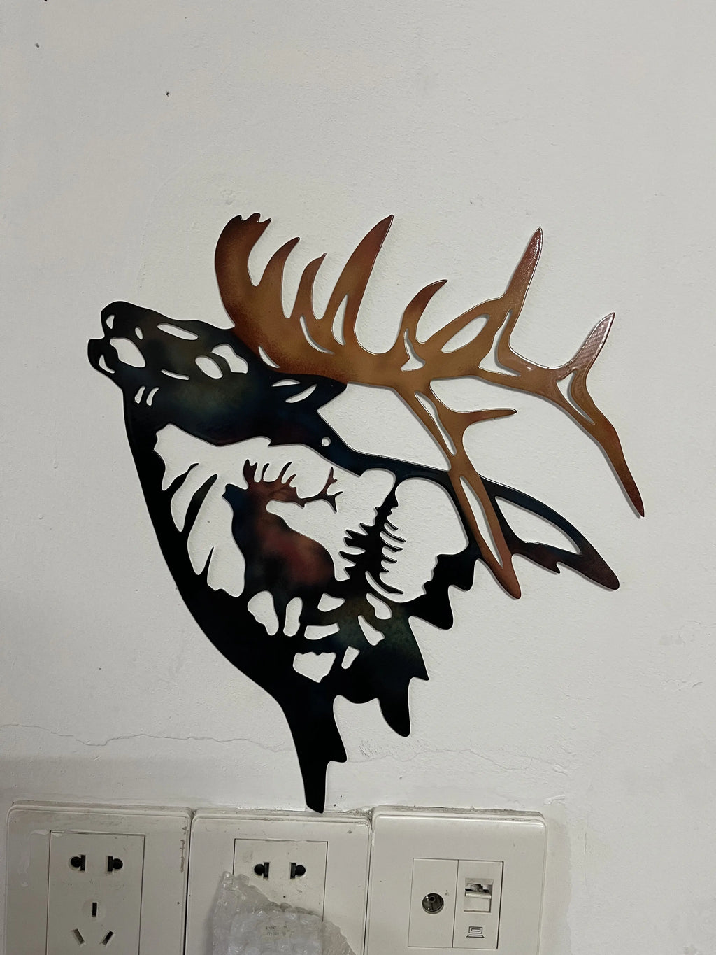 1pc Left/Right Elk Deer Metal Wall Art Sculpture Silhouette Craft With Rustic Cabin Decor Finish Wall Country House Decorative F