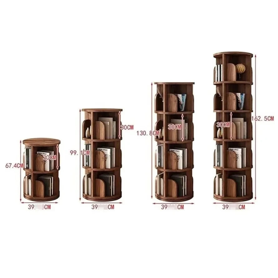 Bookcases Creativity Corner Shelf Bookshelf Solid Wood Revolving Floor Standing Living Room Furniture for Home Use