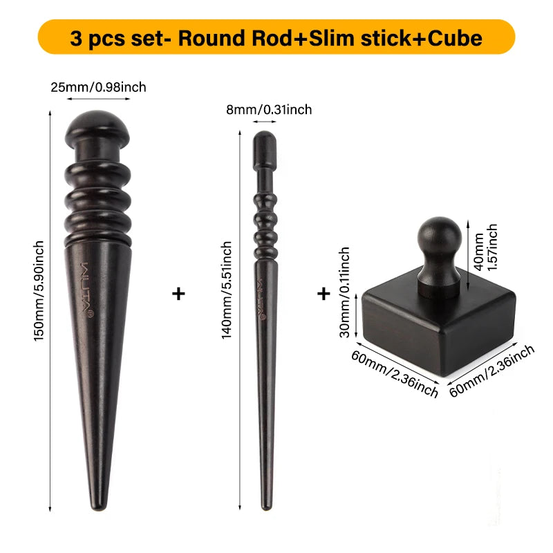 WUTA High Density Ebony Black Wood Leather Edge Burnisher Slicker Leather Craft Tool Polished Grinding Tool-3 Type Available