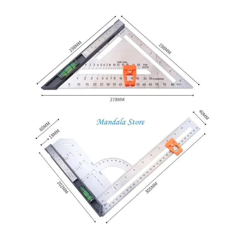 U2JC 90 Degree AngleRuler Woodworking Square Ruler for Carpenter Multifunction Woodworking Tools Detachable AngleGauge