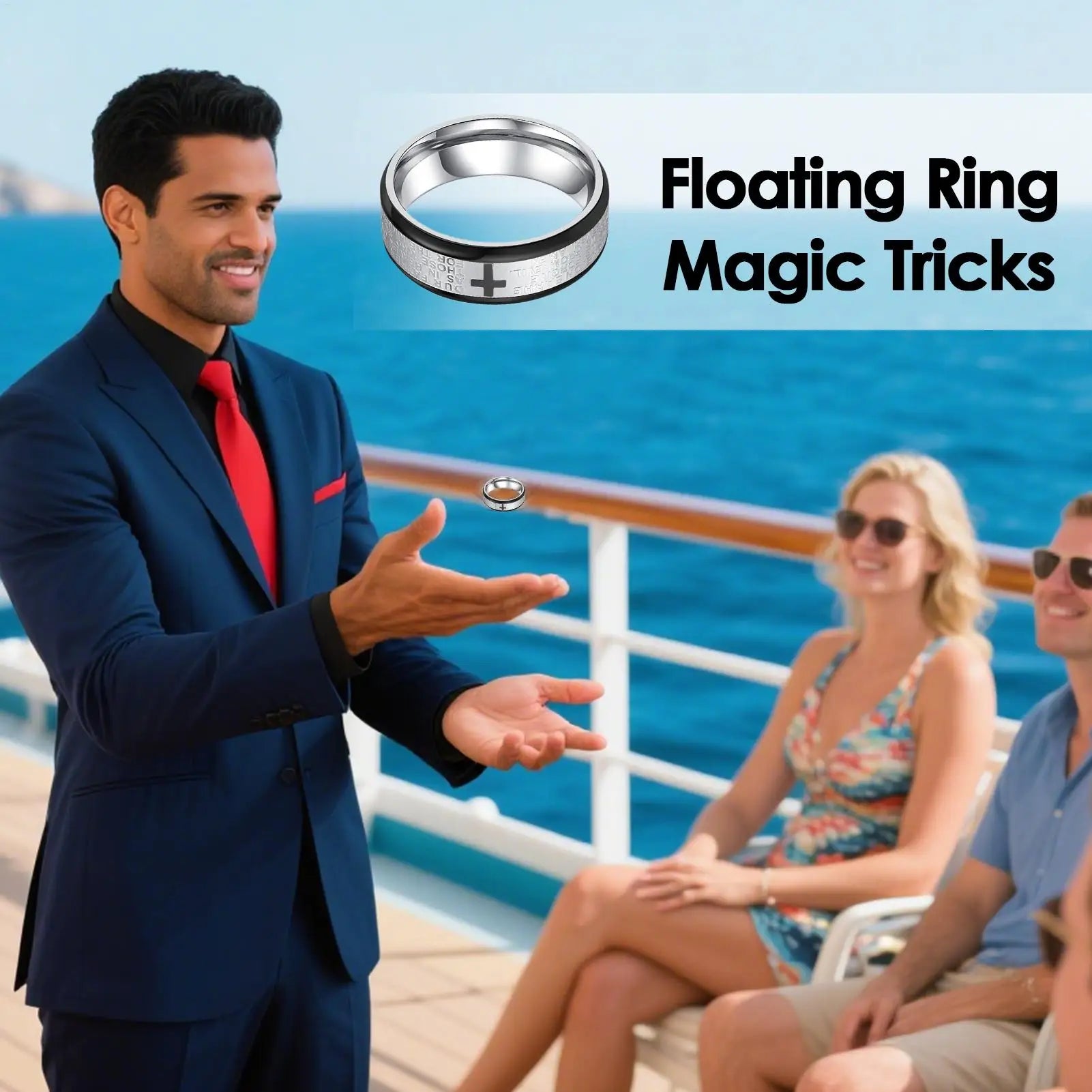 Magic Tricks Floating Ring Magic Trick Metal Cool Floating Toys for Travel Carnival Stage Kids Adults Street Performance Party