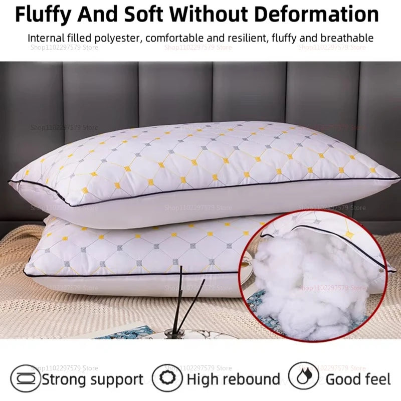 Polyester Pillow Insert for Adults - Hotel & Home Use Soft White Rectangular Bedding Core Durable Pillow for Dorm & Household