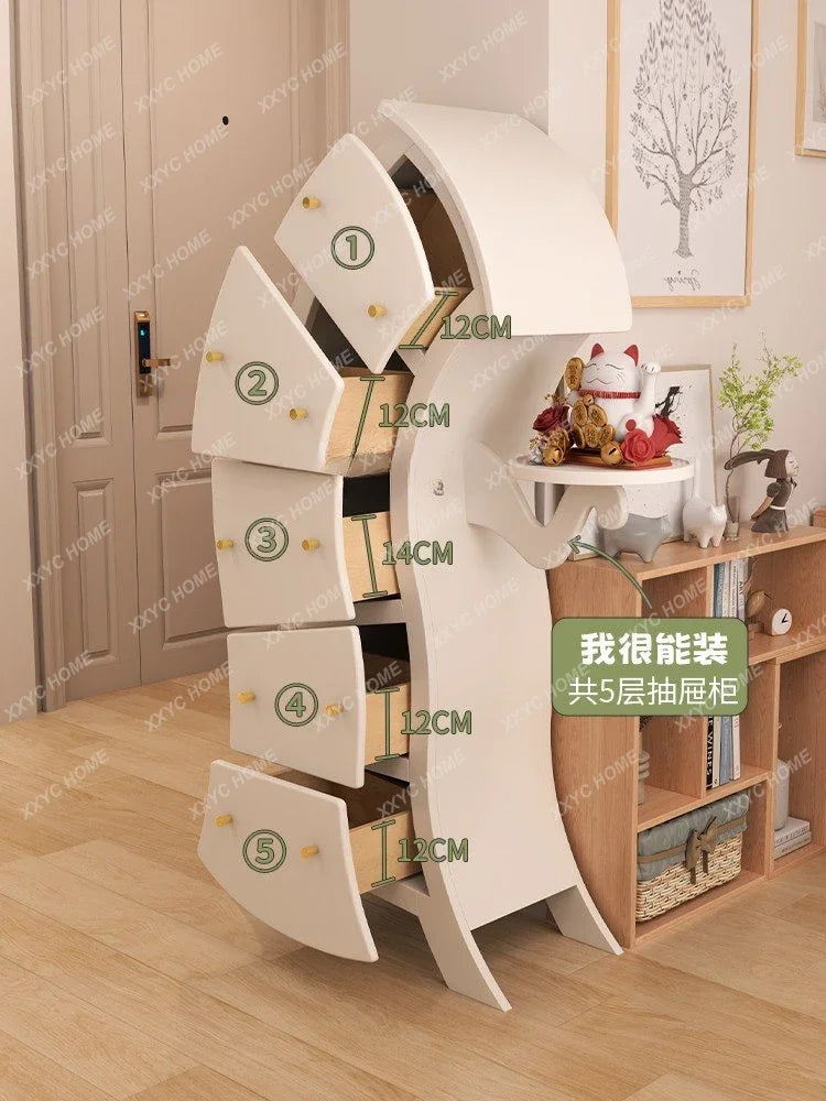 Solid Wood Fork Waist Chest of Drawers Living Room Bedroom Storage Cabinet Robot Light Luxury Modern Locker Crooked Cabinet