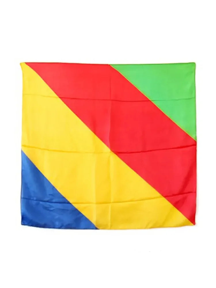 45X45cm Four Color Rainbow Stripes Scarf Magic Tricks Multicolor Silk Appearing Cane Magia Accessories Stage Illusions Props
