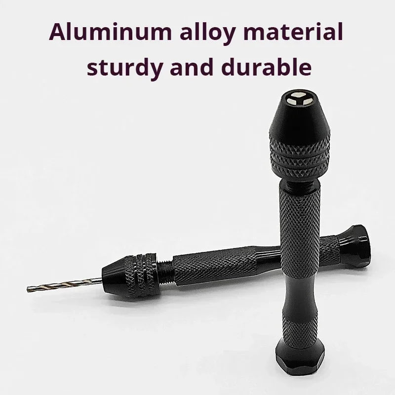 Mini Tool Set with Black Hand Twist Drill 10Pcs Fried Dough Twists Drill for Woodworking Drilling Rotary Wood Holes Tools