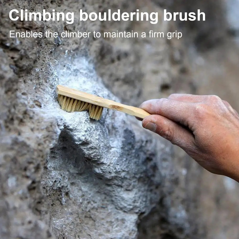 Boar Bristles Bouldering Brush Durable Wooden Rock Climbing Brush with Ergonomic Handle Thick Boar Bristles for Indoor Outdoor