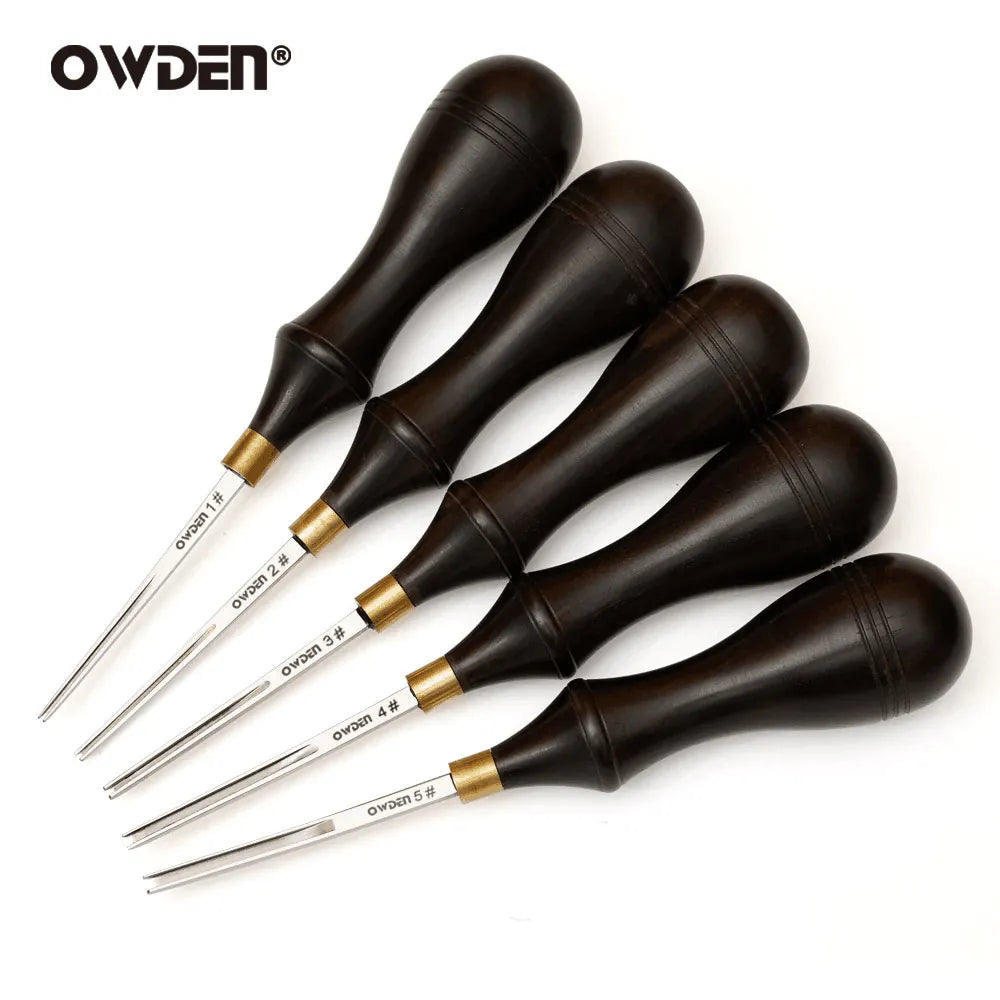 OWDEN #1-5 Leather Edge Beveler Tool Kit Leathercraft Skiving Tool for Hand Leather Sharpness Chamfering Edge Beveler Set