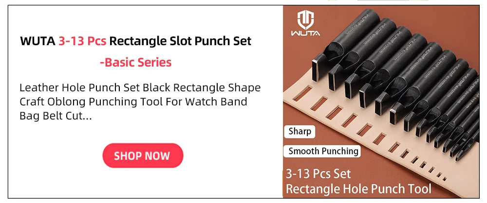 WUTA Basic 6-12 Pcs Leather Slotted Punch Set Skin Flat Hole Punches Straight Slot Die Cutter Cut Leather End DIY Craft Tools